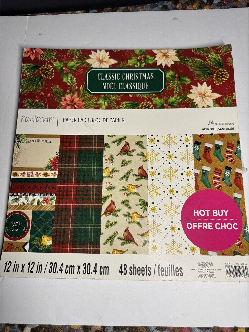Classic Christmas Holiday 12x12 Scrapbook Paper Pad 48 Sheets ~ Recollections